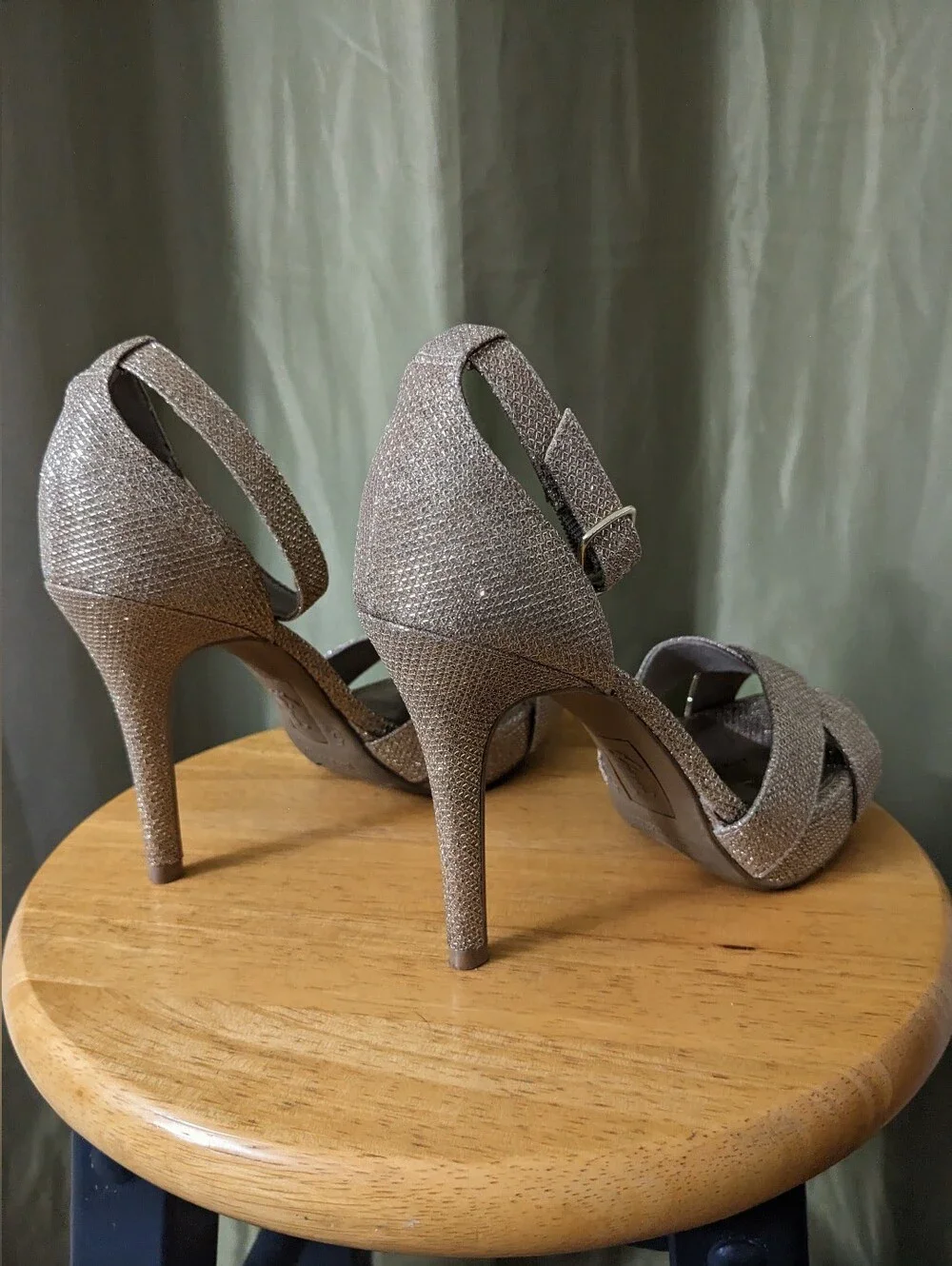 Champagne Sparkle Heels with Matching Clutch Bag